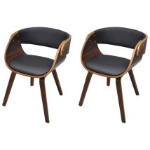 Inlife Chaises de salle à manger 2pcs Marron Bois courbé et similicuir
