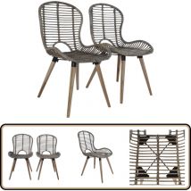 Chaises à manger lot de 2 marron rotin naturel - Chaise De Salle à Manger - Chaise Design - Chaise Rotin - Chaise Vintage - Meubles De Cuisine