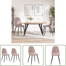 The Living Store Chaises à manger lot de 2 rose velours - Chaise De Salle À Manger - Chaise De Cuisine - Chaise Design - Chaise Velours - Chaise Rose