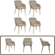 Chaises à manger lot de 4 beige tissu et chêne massif - Chaise à Manger - Chaise De Salle à Manger - Chaises Design - Chaises Confortables - Meubles