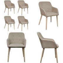Chaises à manger lot de 4 beige tissu et chêne massif - Chaise À Manger - Chaise De Salle À Manger - Chaises Design - Chaises Confortables - Meubles