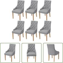 The Living Store Chaises à manger lot de 6 gris clair tissu - Chaise De Salle à Manger - Chaise Moderne - Chaise Confortable - Chaise Avec Accoudoir