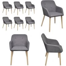 Chaises à manger lot de 6 gris clair tissu et chêne massif - Chaise De Salle à Manger - Chaise Design - Chaises Confortables - Ensemble De Chaises