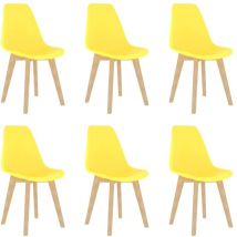 Chaises à manger lot de 6 jaune plastique