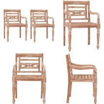 Vidaxl - Chaises Batavia lot de 2 Blanchies Bois de teck solide - Chaise De Jardin - Mobilier De Jardin - Chaise En Teck - Chaise Extérieure