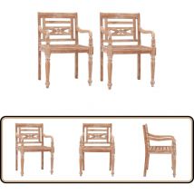 Chaises Batavia lot de 2 Blanchies Bois de teck solide - Chaise De Jardin - Mobilier De Jardin - Chaise En Teck - Chaise Extérieure - Terrasse