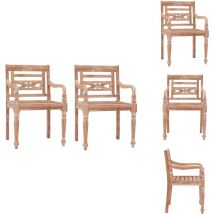 Chaises Batavia lot de 2 Blanchies Bois de teck solide - Chaise De Jardin - Mobilier De Jardin - Chaise En Teck - Chaise Extérieure - Terrasse