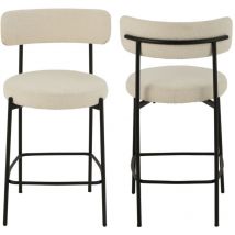 Hellin - Chaises de bar en métal noir et bouclette (lot de 2) - gerda