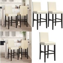 Chaises de bar lot de 2 bois massif d'hévéa et similicuir - Chaise De Bar - Tabouret De Bar - Meubles De Salle À Manger - Chaises Design - Chaises