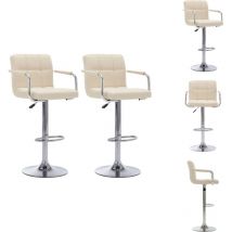 Chaises de bar lot de 2 crème tissu - Chaise De Bar - Chaises De Bar - Chaise De Comptoir - Chaises De Comptoir