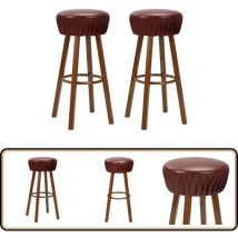 Chaises de bar lot de 2 marron similicuir - Chaise De Bar - Chaise Industrielle - Tabouret De Comptoir - Mobilier Retro - Décoration Intérieure