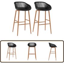 Chaises de bar lot de 2 noir - Chaise De Bar - Tabouret De Bar - Chaise Haute - Mobilier De Cuisine - Design Moderne