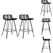 Chaises de bar lot de 2 noir Rotin - Chaise De Bar - Chaise De Comptoir - Rotin - Mobilier Intérieur - Design Rustique