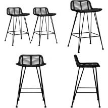Chaises de bar lot de 2 noir Rotin - Chaise De Bar - Chaise De Comptoir - Rotin - Mobilier Intérieur - Design Rustique - Home & Living