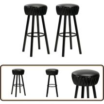 Chaises de bar lot de 2 noir similicuir - Chaise De Bar - Chaise Industrielle - Tabouret De Comptoir - Mobilier Retro - Mobilier Design