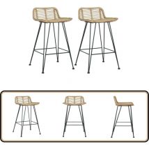 Chaises de bar lot de 2 rotin Naturel - Chaise De Bar - Chaise De Comptoir - Tabouret De Bar - Mobilier De Jardin - Rotin