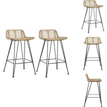 Chaises de bar lot de 2 rotin Naturel - Chaise De Bar - Chaise De Comptoir - Tabouret De Bar - Mobilier De Jardin - Rotin