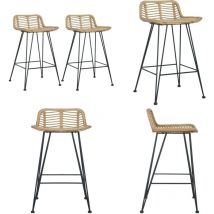 Chaises de bar lot de 2 rotin Naturel - Chaise De Bar - Chaise De Comptoir - Tabouret De Bar - Mobilier De Jardin - Rotin - Home & Living