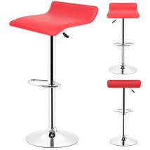 Chaises de Bar, Lot de 2, Tabourets Hauts, Hauteur Réglable, Revêtement en pu, Rotatif sur 360°, avec Repose-pieds, Pied Chromé, Rouge