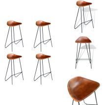 Chaises de bar lot de 4 marron cuir véritable - Chaise De Bar - Tabouret De Bar - Cuir Véritable - Meuble Industriel - Décoration Intérieure