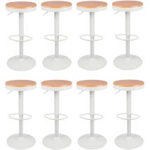 Yongqing - Lot de 8 Tabourets de Bar avec Repose-Pieds Vintage Couleur du Bois et Blanc