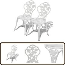 Chaises de bistro lot de 2 Aluminium coulé Blanc - Chaise De Jardin - Chaise Bistrot - Mobilier De Jardin - Set De Chaises - Chaises Blanches