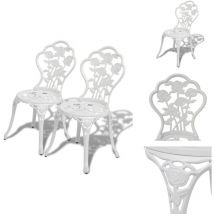 Chaises de bistro lot de 2 Aluminium coulé Blanc - Chaise De Jardin - Chaise Bistrot - Mobilier De Jardin - Set De Chaises - Chaises Blanches