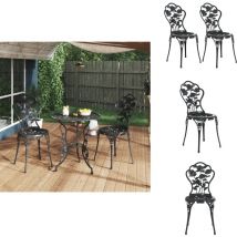 Chaises de bistro lot de 2 Aluminium coulé Noir - Chaise De Jardin - Mobilier De Jardin - Chaise Bistro - Set De Chaises - Chaises En Aluminium