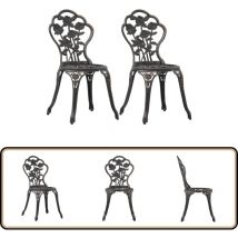 Chaises de bistro lot de 2 Bronze Aluminium coulé - Chaise De Jardin - Chaise Bistrot - Mobilier De Jardin - Set De Chaises - Chaises En Aluminium