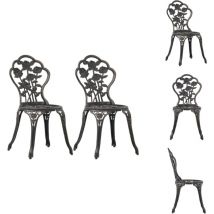 Chaises de bistro lot de 2 Bronze Aluminium coulé - Chaise De Jardin - Chaise Bistrot - Mobilier De Jardin - Set De Chaises - Chaises En Aluminium