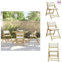 Chaises de bistro pliantes lot de 4 et coussins blanc crème - Chaise De Jardin - Mobilier De Jardin - Chaise Bistro - Chaise Pliante - Bambou