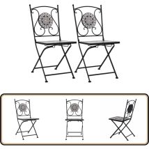 Chaises de bistrot mosaïque 2 pcs Gris - Chaise De Jardin - Chaise Bistro - Mobilier De Jardin - Décoration Extérieure - Terrasse
