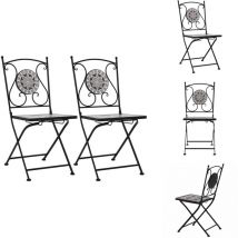Chaises de bistrot mosaïque 2 pcs Gris - Chaise De Jardin - Chaise Bistro - Mobilier De Jardin - Décoration Extérieure - Terrasse