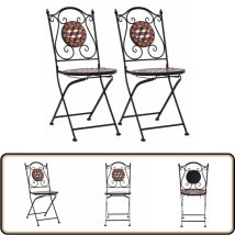 Chaises de bistrot mosaïque 2 pcs Marron Céramique - Chaise De Jardin - Chaise Bistro - Mobilier De Jardin - Décoration Extérieure - Terrasse