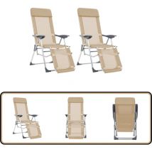 Chaises de camping pliantes et repose-pied lot de 2 textilène - Chaise De Camping - Chaise Pliante - Textile - Aluminium - Mobilier De Jardin