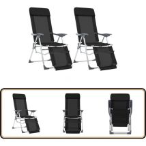 Chaises de camping pliantes et repose-pied lot de 2 textilène - Chaise De Camping - Chaise Pliante - Textile - Aluminium - Mobilier De Jardin
