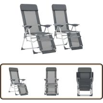 Chaises de camping pliantes et repose-pied lot de 2 textilène - Chaise De Camping - Chaise Pliante - Textile - Aluminium - Mobilier De Jardin