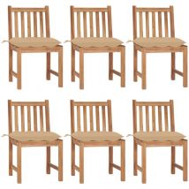 Vidaxl - Chaises de jardin lot de 6 avec coussins Bois de teck massif