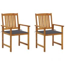 INLIFE Chaises de jardin avec coussins 2 pcs Bois d'acacia massif