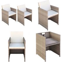 Chaises de jardin lot de 2 avec coussins Résine tressée Beige - Chaise De Jardin - Meubles De Jardin - Mobilier Extérieur - Chaise Lounge - Set De