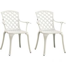 Chaises de jardin lot de 2 Aluminium coulé Blanc