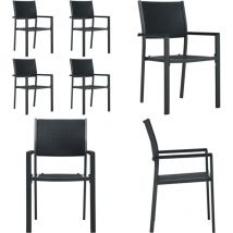 Chaises de jardin lot de 4 Noir Plastique Aspect de rotin - Chaise De Jardin - Chaise Extérieure - Mobilier De Jardin - Ensemble De Chaises - Rotin