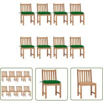Er-siice - The Living Store Chaises de jardin lot de 8 avec coussins Bois de teck massif - Chaise De Jardin - Fauteuil De Jardin - Mobilier De Jardin