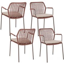 Chaises de jardin à accoudoirs et coussin (lot de 4) - palma
