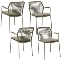 Chaises de jardin à accoudoirs et coussin (lot de 4) - palma