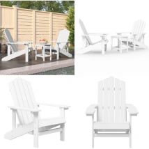 Chaises de jardin Adirondack avec table PEHD Blanc - Chaise De Jardin - Fauteuil De Jardin - Meuble De Jardin - Mobilier Extérieur - Chaise