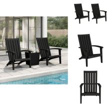 Chaises de jardin Adirondack lot de 2 noir polypropylène - Chaise De Jardin - Fauteuil De Jardin - Mobilier De Jardin - Chaise Adirondack - Chaise En