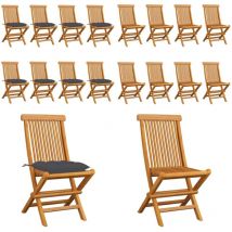 Chaises de jardin avec coussins anthracite lot de 8 Teck massif - Chaise De Jardin Pliable - Chaise De Jardin En Teck - Mobilier De Jardin - Chaise
