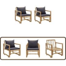 Chaises de jardin avec coussins lot de 2 Bambou - Chaise De Jardin - Fauteuil De Jardin - Mobilier De Jardin - Bamboo Furniture - Chaise Extérieure