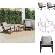 Chaises de jardin avec coussins lot de 2 noir acier - Chaise De Jardin - Chaises De Jardin - Siège De Jardin - Assise De Jardin